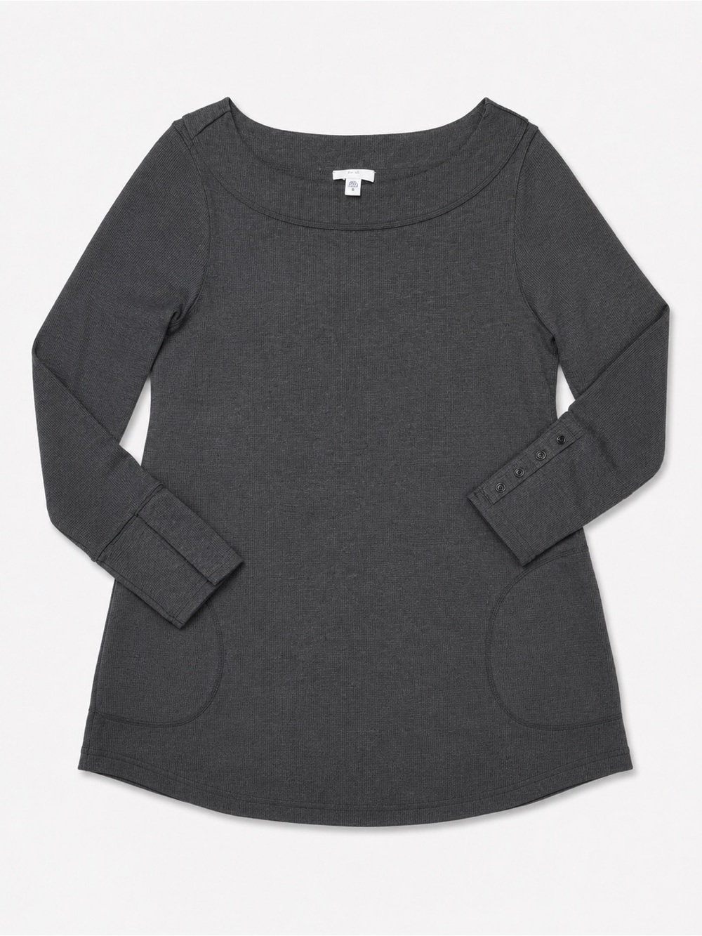 J.Jill Dark Charcoal Knit Tunic Sweater Top NWT Medium Button Sleeve Pockets